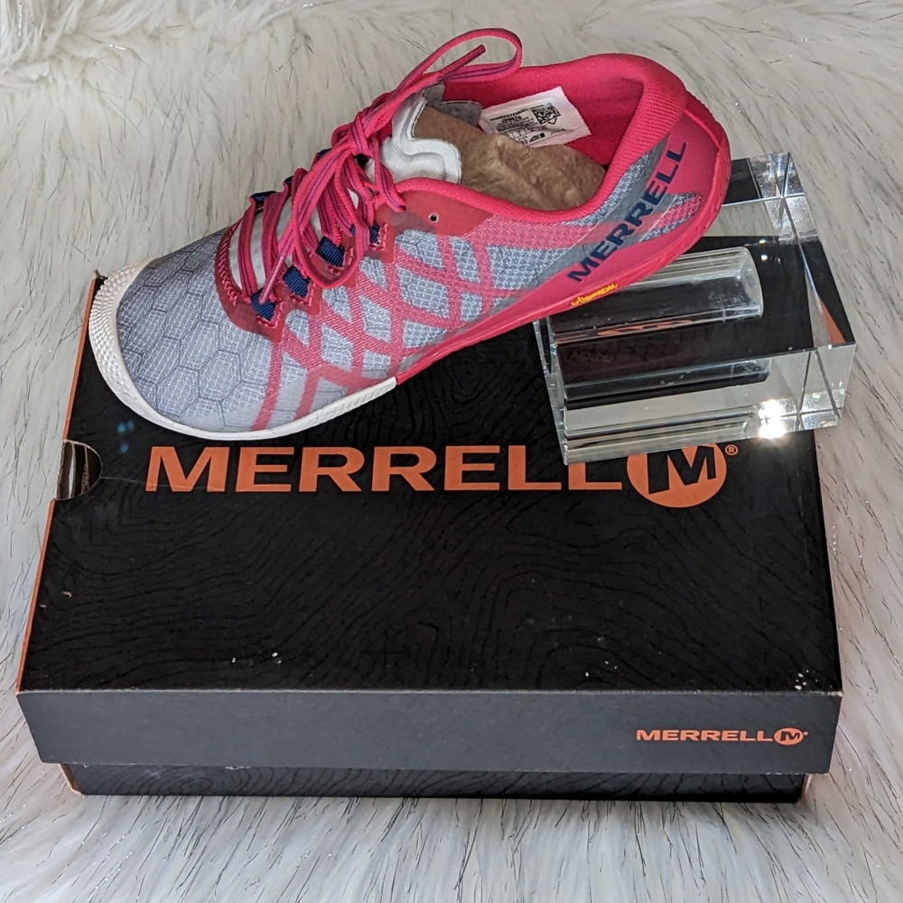 Merrell | Pink Gray White Azalea J09676 Vapor Glove3 Barefoot Sneakers Sz 8.5